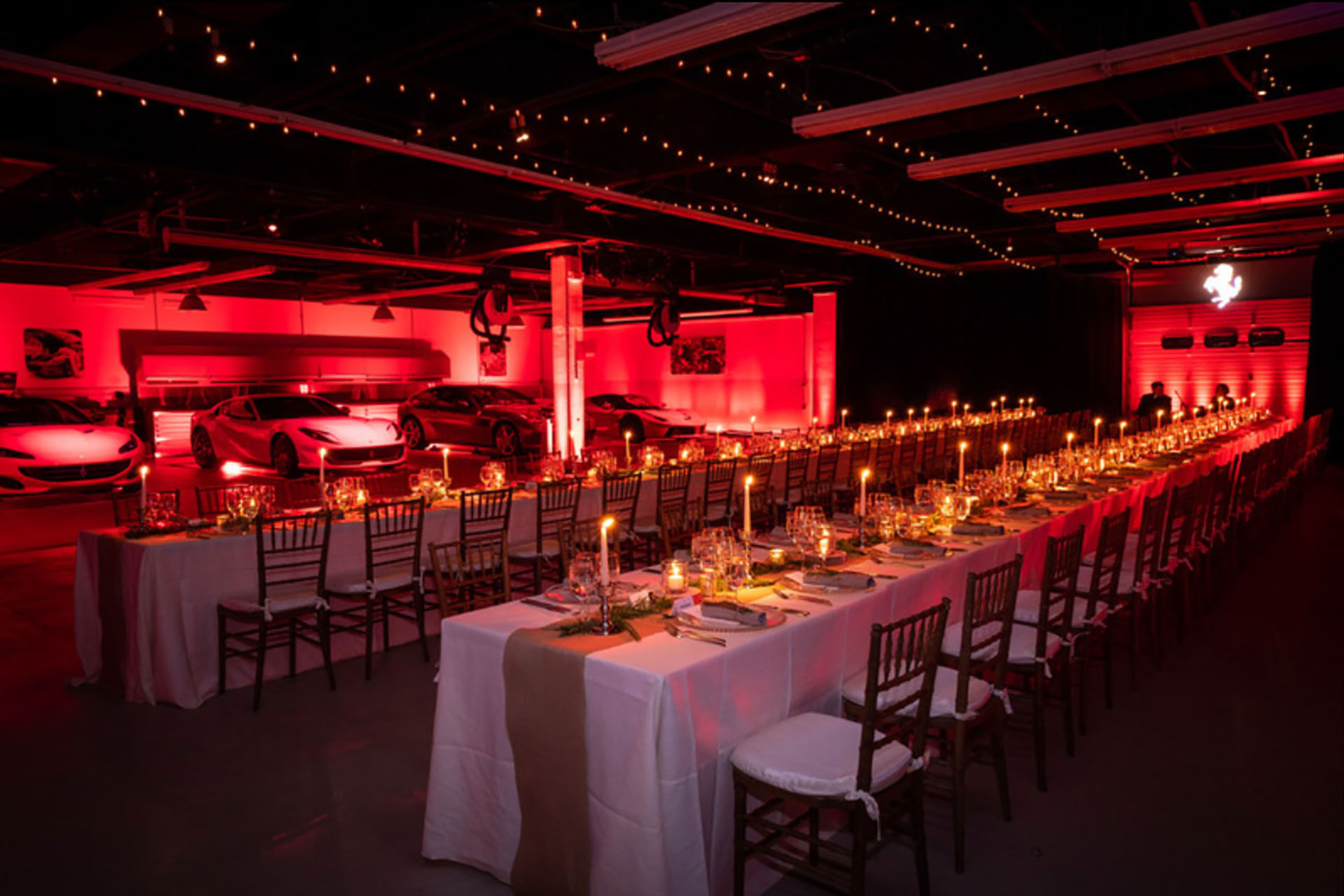 Tables set at the Ferrari North America Client Dinner