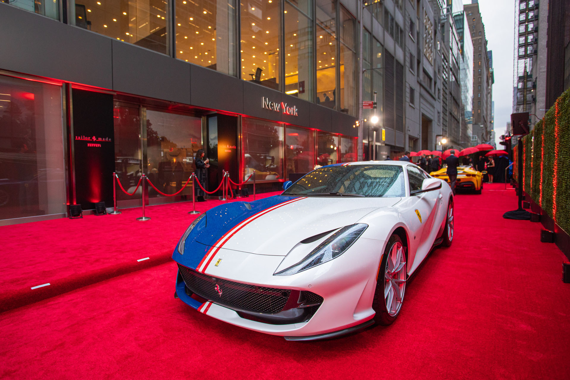 Car on the red carpet at the Opening of Ferrari's Tailor Made Center iun NYC