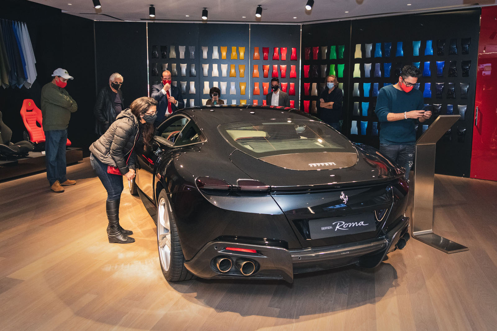 Checking out a car at the Ferrari Dolce Viatae Event